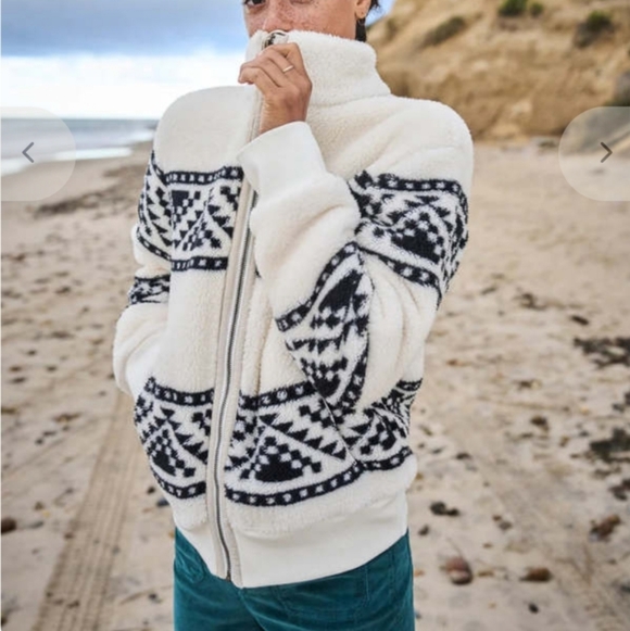 Faherty Jackets & Blazers - Faherty x B.Yellowtail High Pile Fleece Jacket Black Cedar Ridge Pattern, Size L